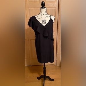 ASOS Rokoko, one shoulder ruffle dress, black, Size Medium